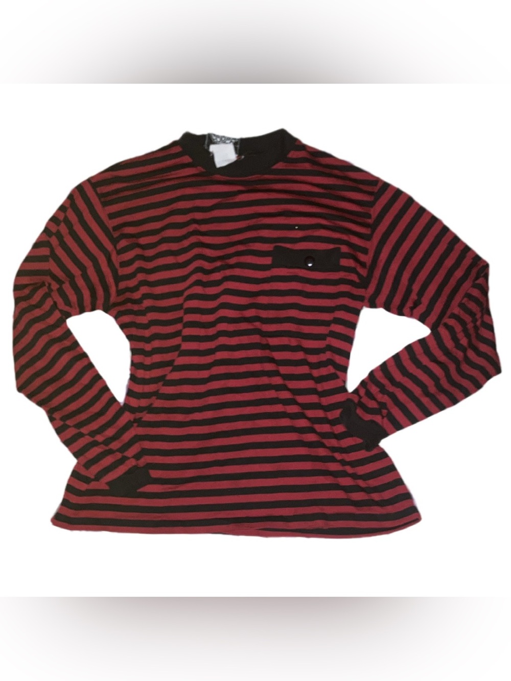 Vintage Long Sleeve Red & Black Striped Top
